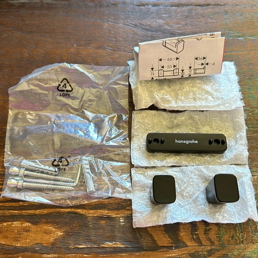NWOT Matte Black Hansgrohe AddStoris Double Robe Hook